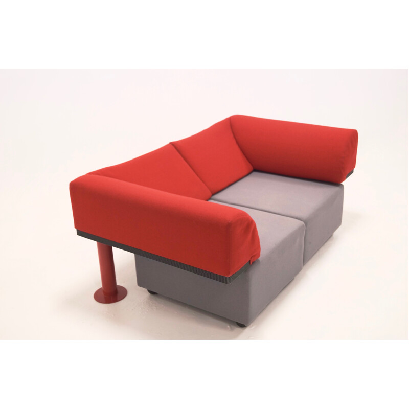 "Quadrio" sofa in red and grey fabric, Michael MCCOY - 1980s