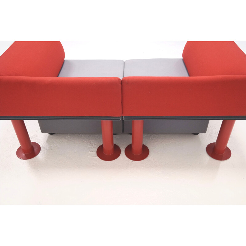 "Quadrio" sofa in red and grey fabric, Michael MCCOY - 1980s