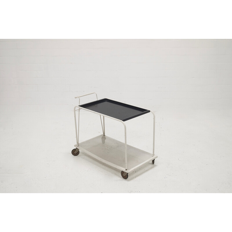 Mid-Century kitchen trolley in black and white metal, Coen DE VRIES - 1950s