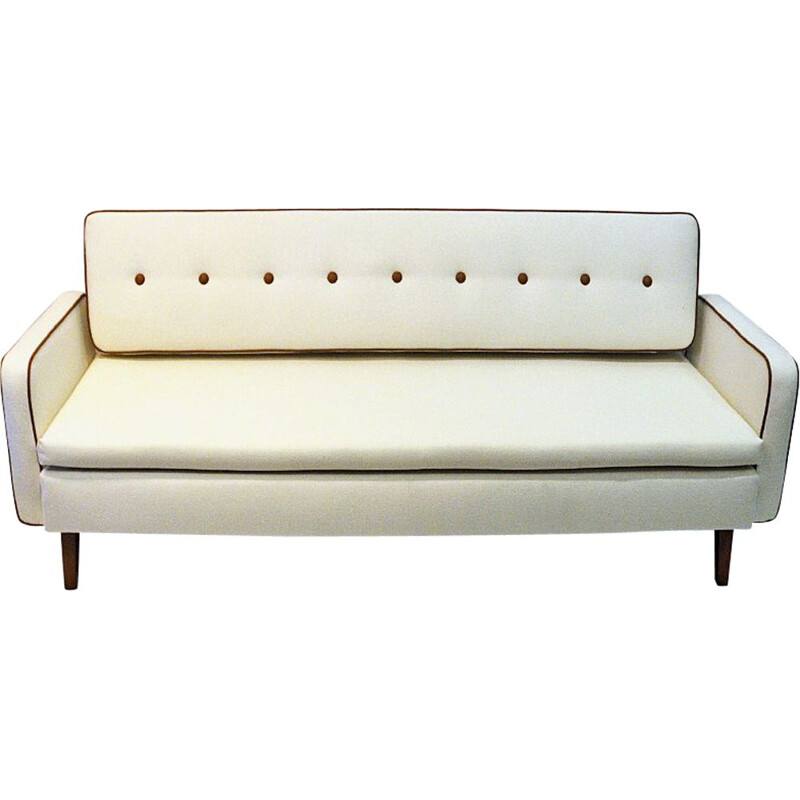 Vintage white wool sofa and daybed by Ire Möbler Sweden 1950s