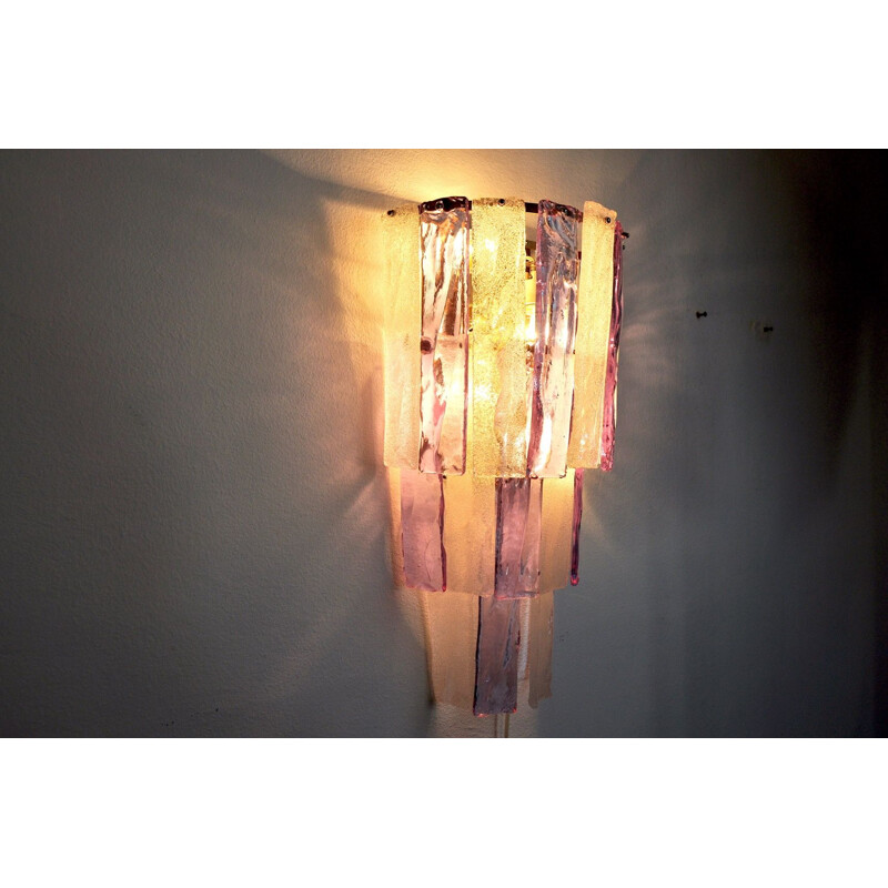Vintage wall lamp two-coloured by Albano Poli Murano Italy 1970s