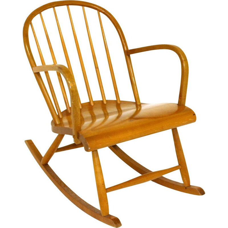 Rocking-chair vintage en bouleau Suède 1950