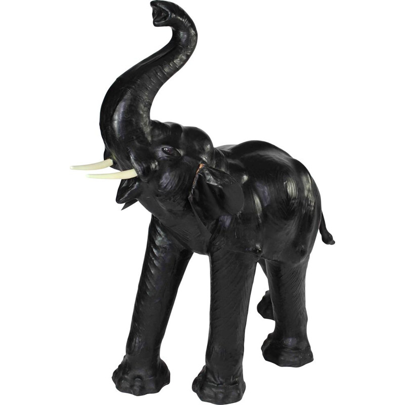 Éléphant vintage en cuir 1970