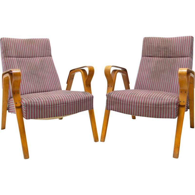 Pair of vintage bentwood armchairs by František Jirák 1960s