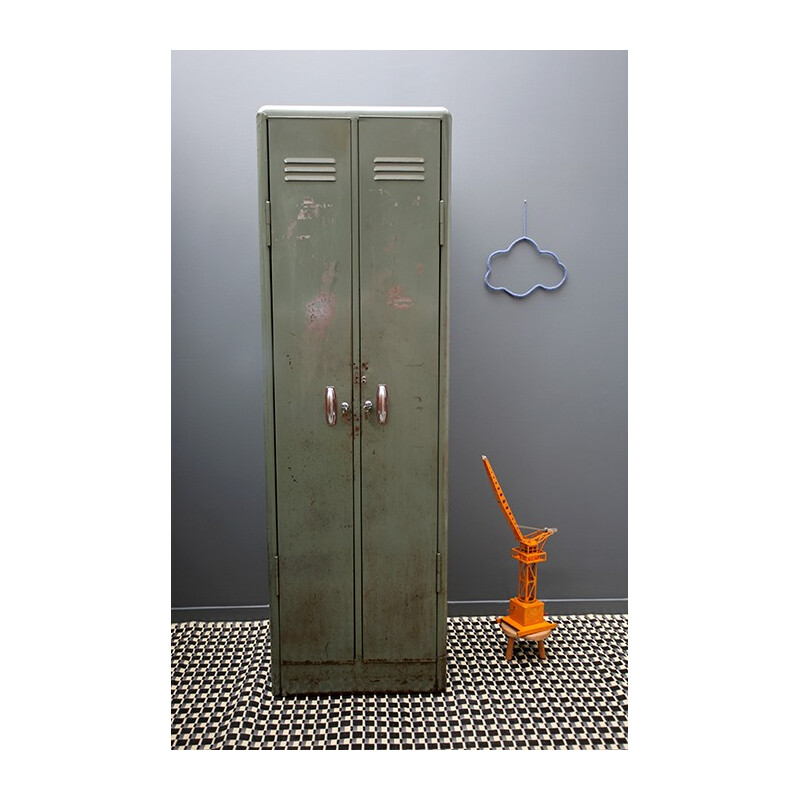 Mid-century cloakroom in metal with two doors - 1950s