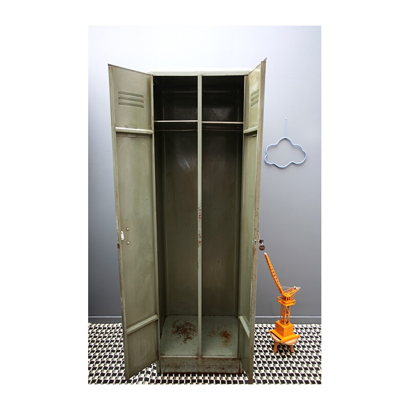 Mid-century cloakroom in metal with two doors - 1950s