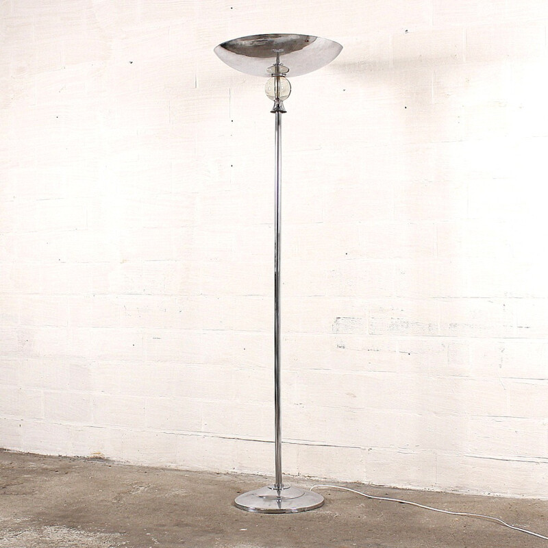 Mid-century floor lamp in chromed metal - 1930s