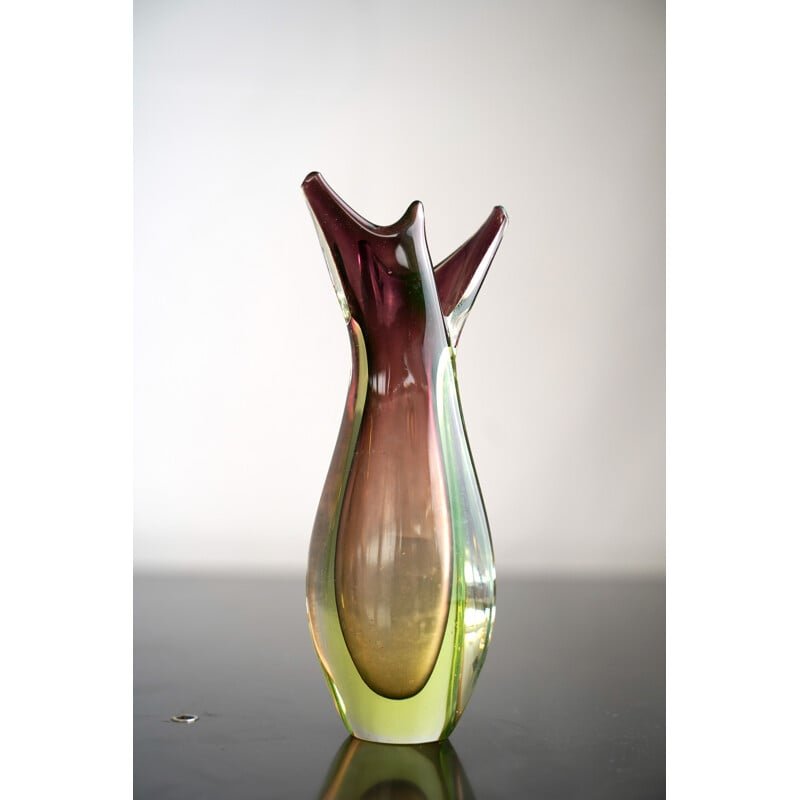 Vase vintage en verre par Flavio Poli pour Seguso 1960