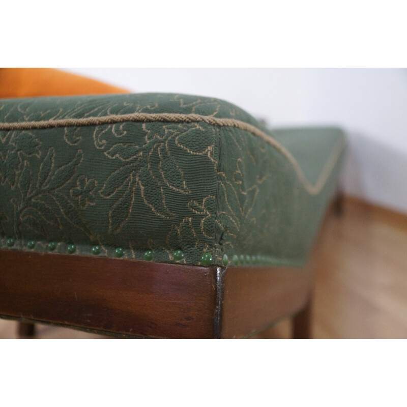 Canapé-lit vintage en bois laqué et tissu vert - 1950
