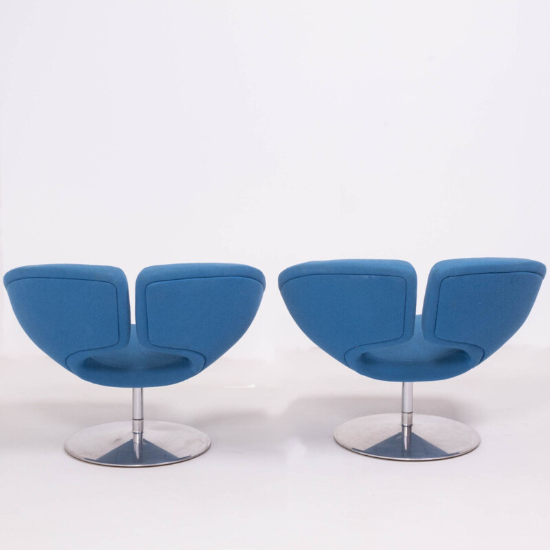 Paar vintage apolloblauwe fauteuils van Patrick Norguet voor Artifort, 2002