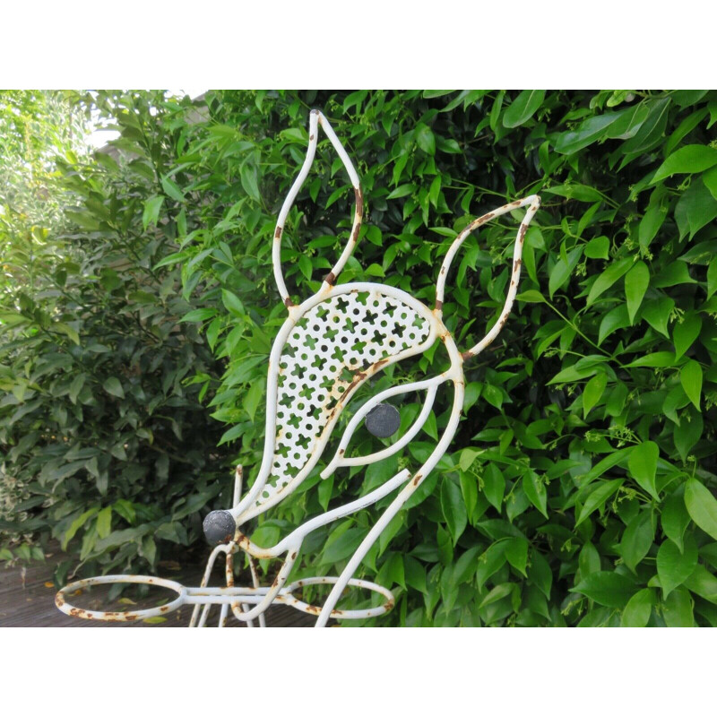 Vintage plant holder with perforated metal cloverleaf 1960s