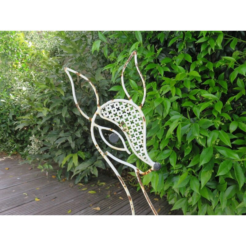 Vintage plant holder with perforated metal cloverleaf 1960s