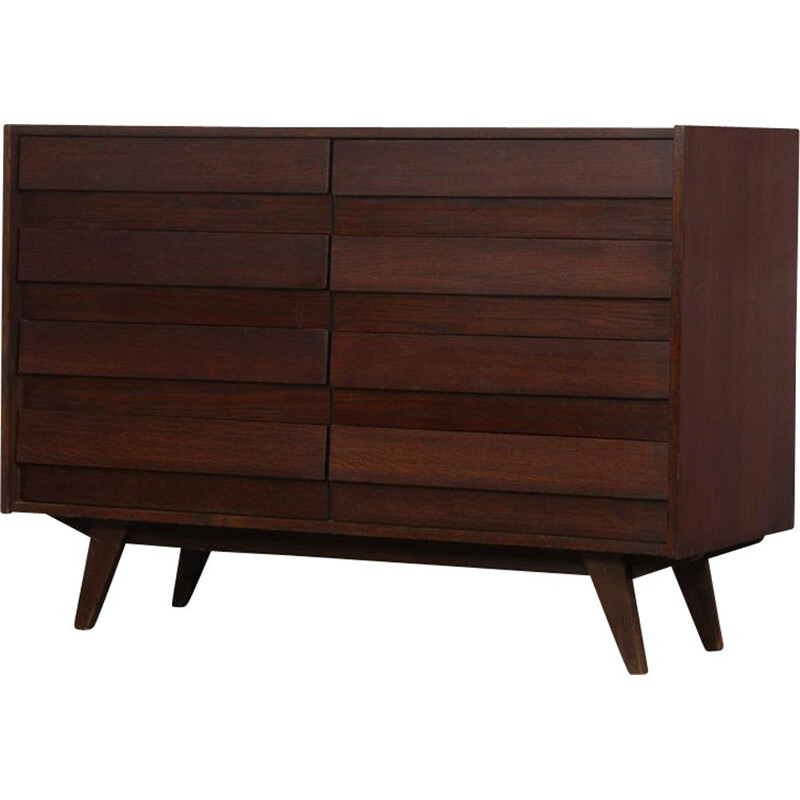 Vintage dark oak chest of drawers by Jiri Jiroutek 1960s