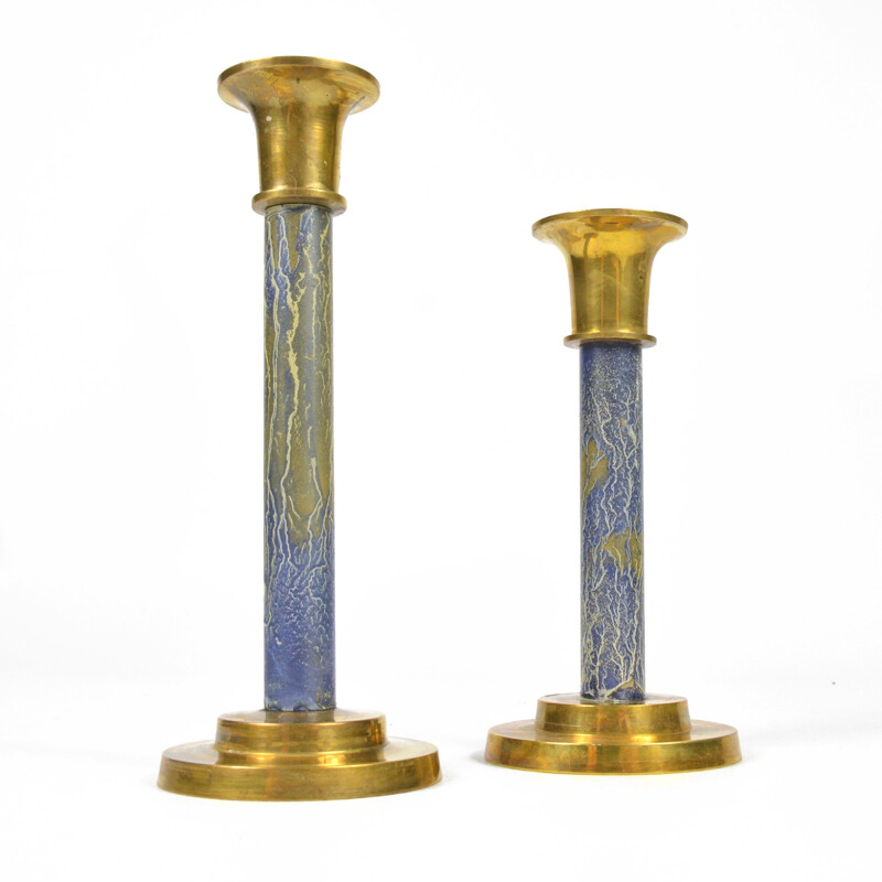 Pair of vintage brass candlesticks Weber Germany 1970s