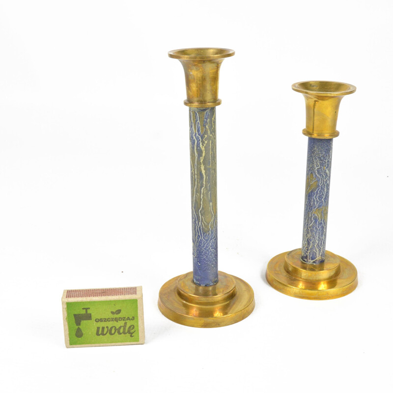 Pair of vintage brass candlesticks Weber Germany 1970s