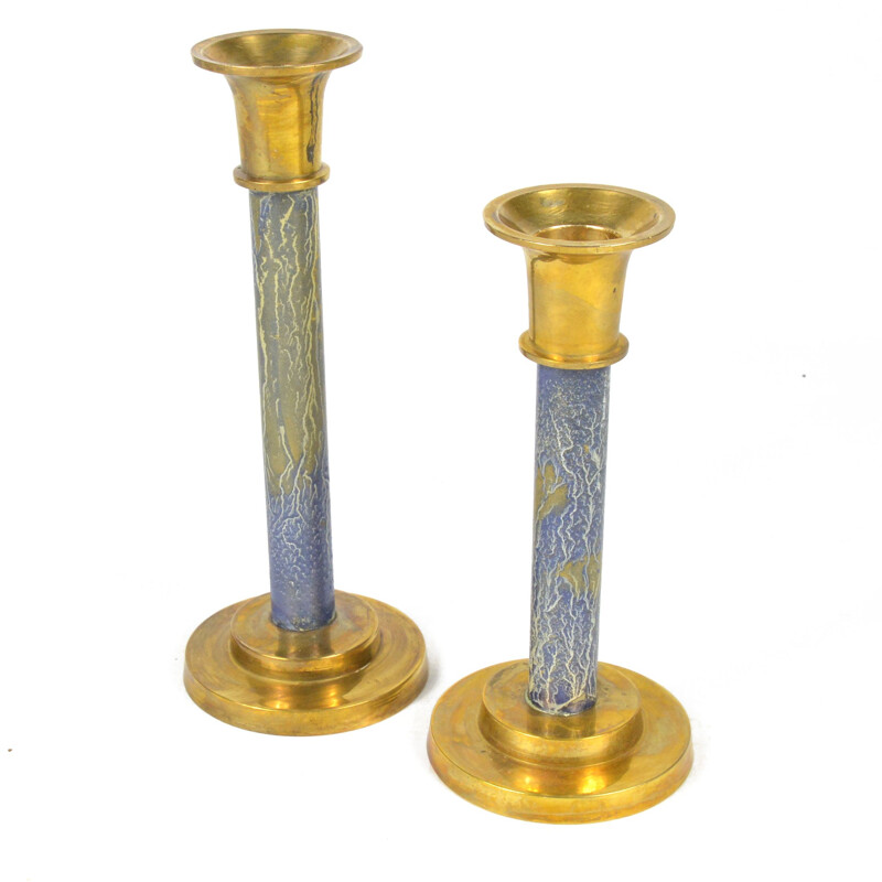 Pair of vintage brass candlesticks Weber Germany 1970s