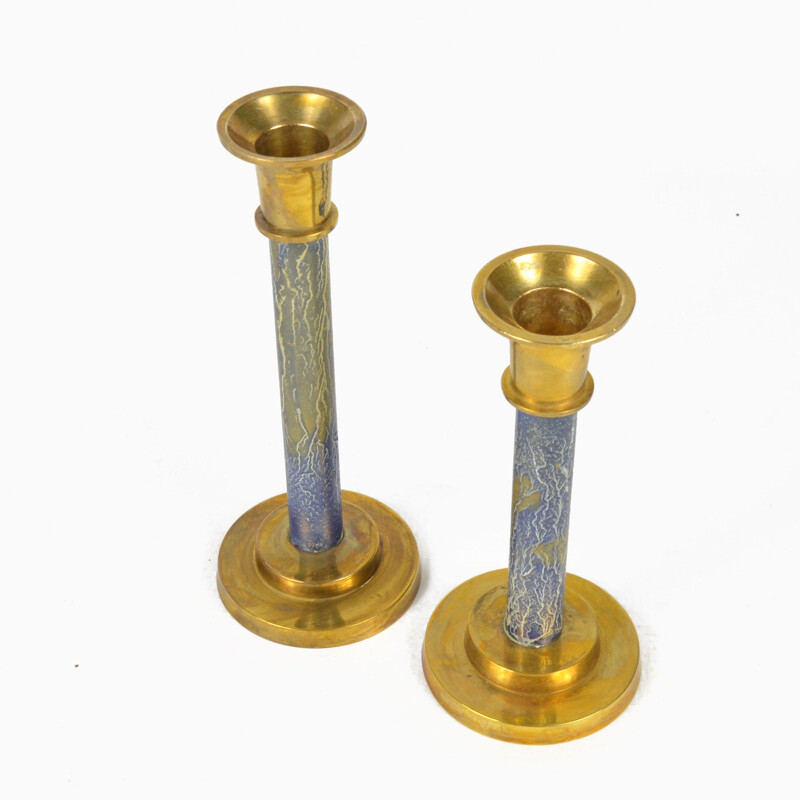 Pair of vintage brass candlesticks Weber Germany 1970s