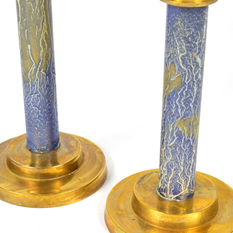 Pair of vintage brass candlesticks Weber Germany 1970s