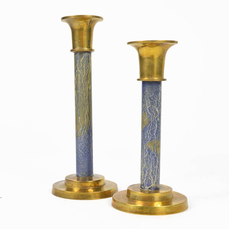 Pair of vintage brass candlesticks Weber Germany 1970s