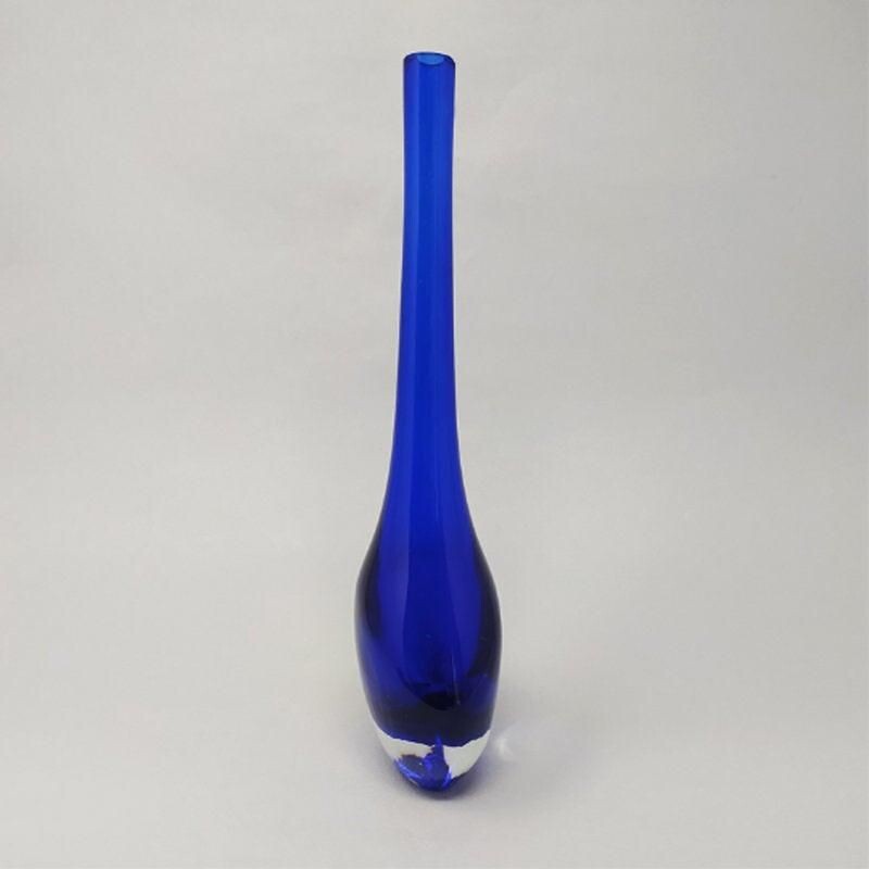 Vaso azul vintage de Flavio Poli para Seguso 1960