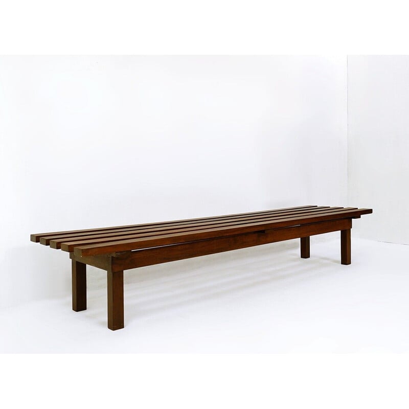 Vintage rosewood slatted bench