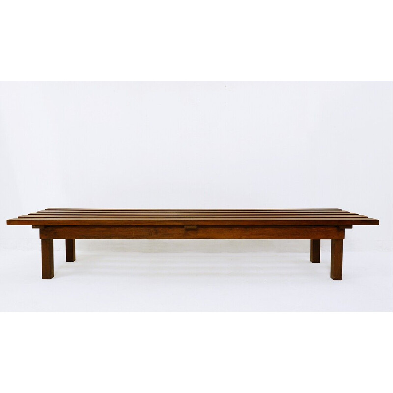 Vintage rosewood slatted bench