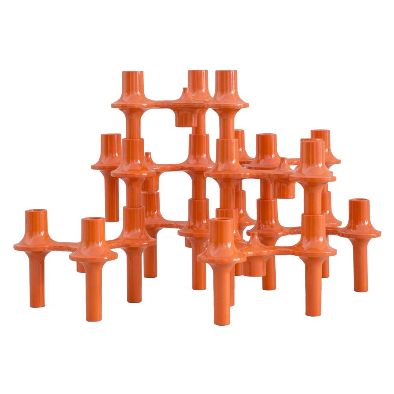 Ensemble de 9 chandeliers vintage orange de Sonti 1970