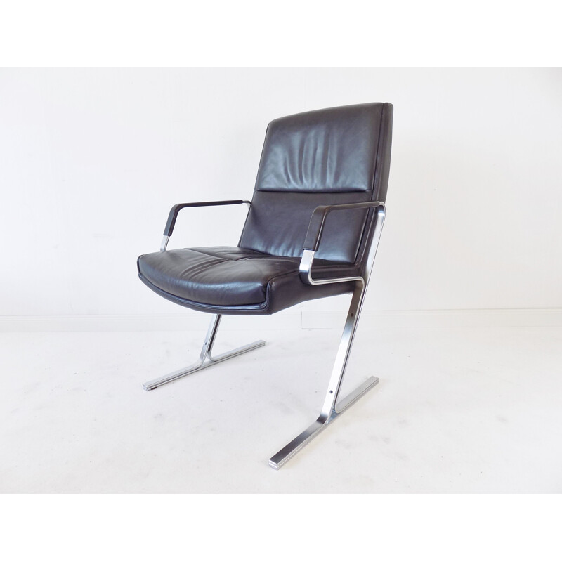 Vintage  armchair black leather 1970s