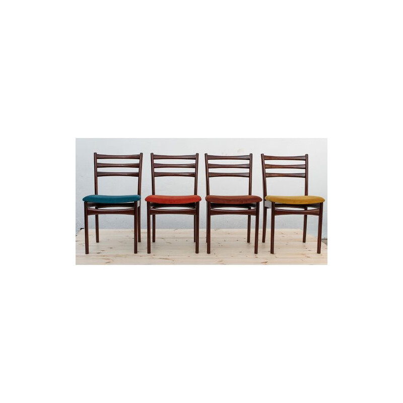 Ensemble de 4 chaises et table extensible vintage en palissandre par Skovby 1970