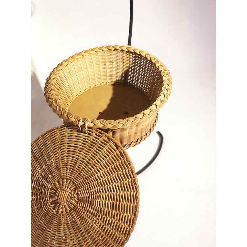 Vintage rattan umbrella stand and storage