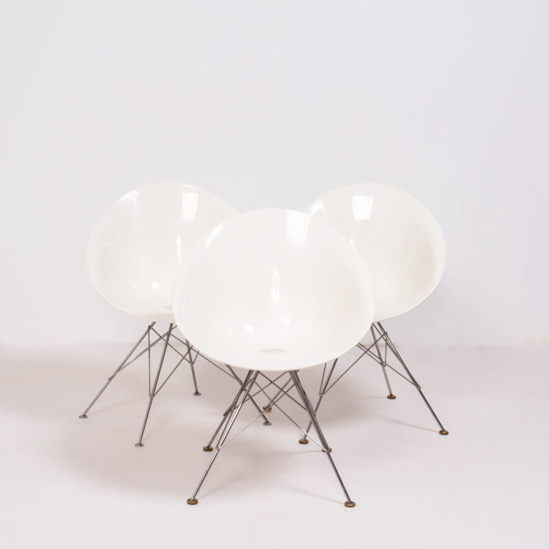 Vintage stoel met verchroomd stalen onderstel van Philippe Starck voor Kartell