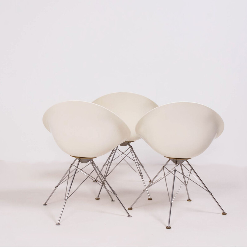 Sedia vintage con base in acciaio cromato di Philippe Starck per Kartell