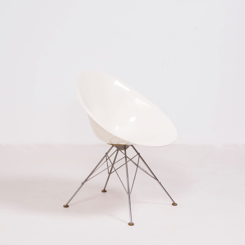 Vintage stoel met verchroomd stalen onderstel van Philippe Starck voor Kartell