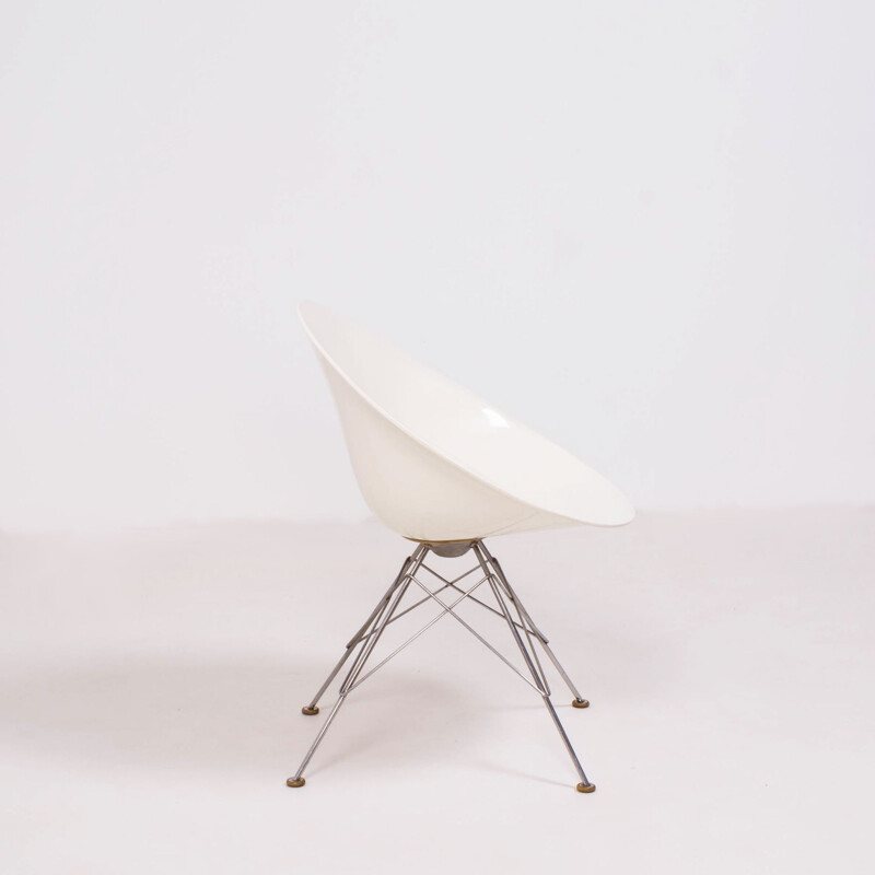 Sedia vintage con base in acciaio cromato di Philippe Starck per Kartell