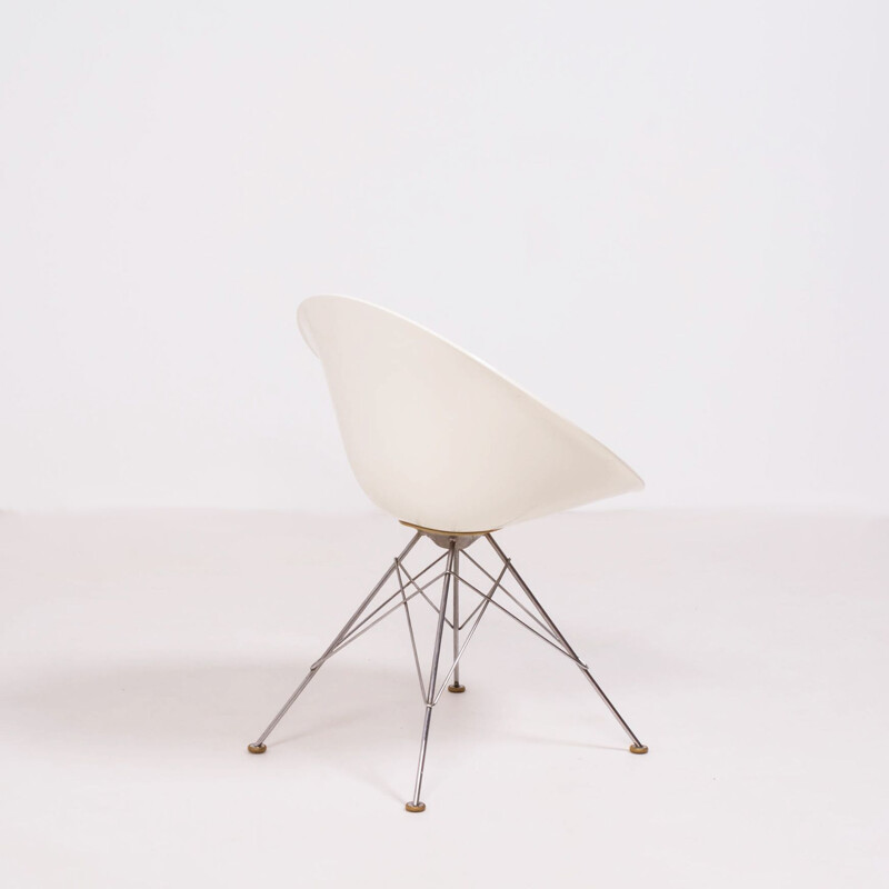 Sedia vintage con base in acciaio cromato di Philippe Starck per Kartell