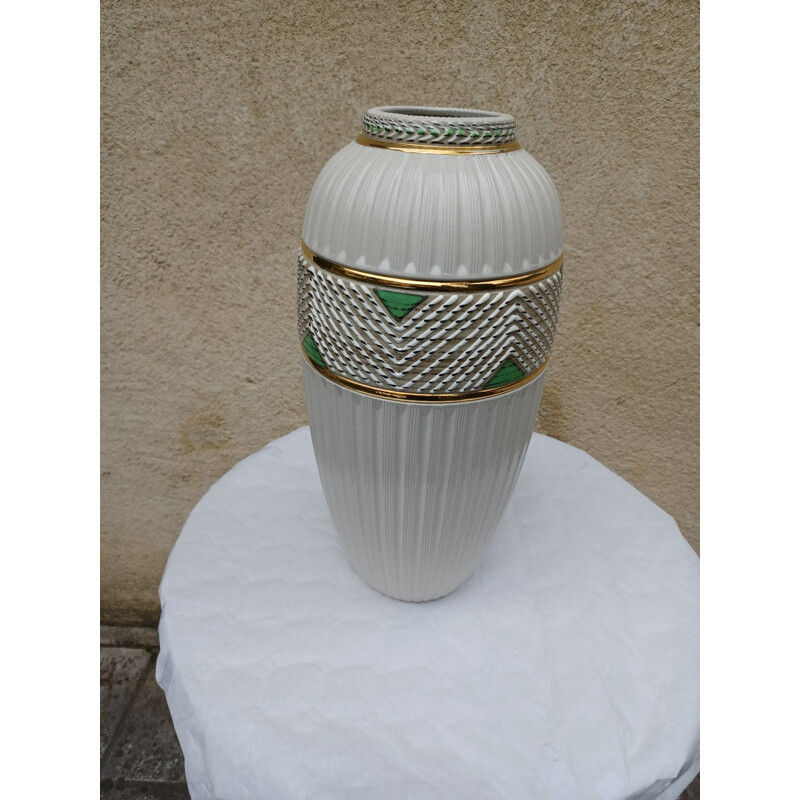 Vintage large vase by Ovoide Jacques Breugnot France 1965s