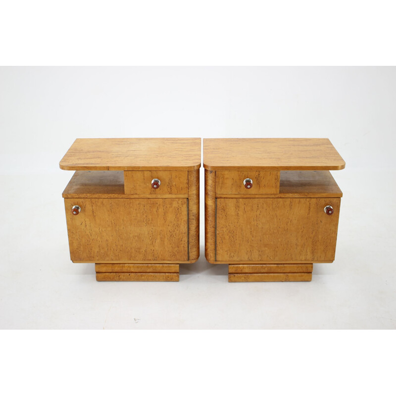 Pair of bedside tables vintage Czechoslovakia 1940s