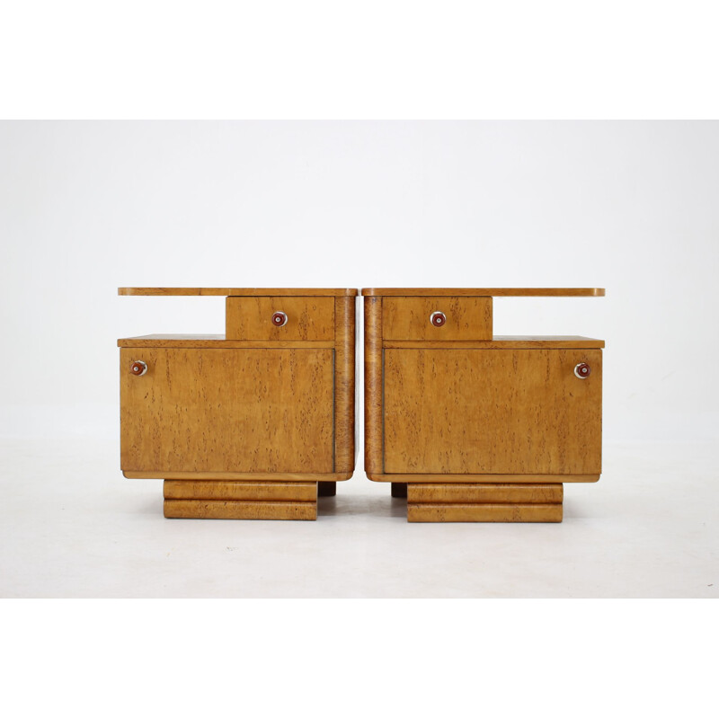 Pair of bedside tables vintage Czechoslovakia 1940s