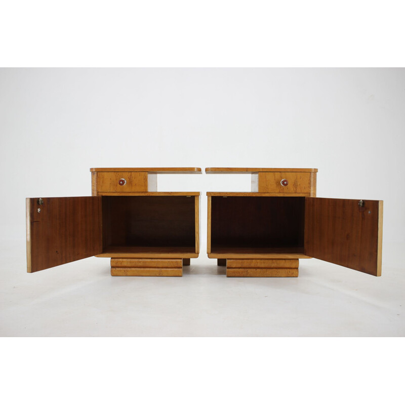 Pair of bedside tables vintage Czechoslovakia 1940s