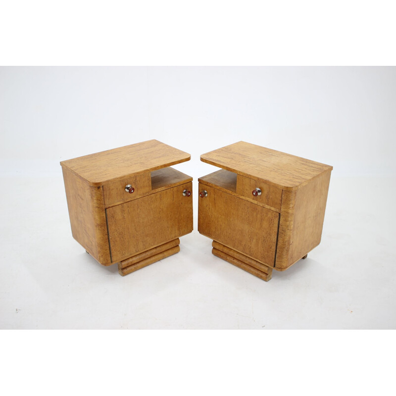 Pair of bedside tables vintage Czechoslovakia 1940s