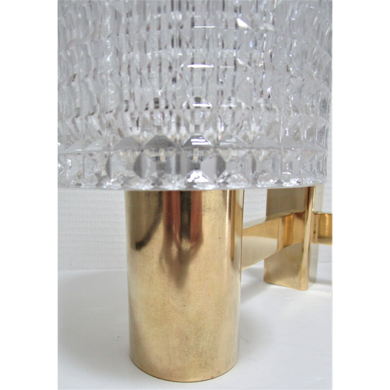 Vintage brass and crystal double wall lamp Carl Fagerlund 1960s