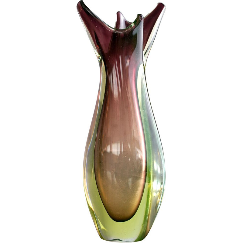 Vase vintage en verre par Flavio poli pour seguso 1960