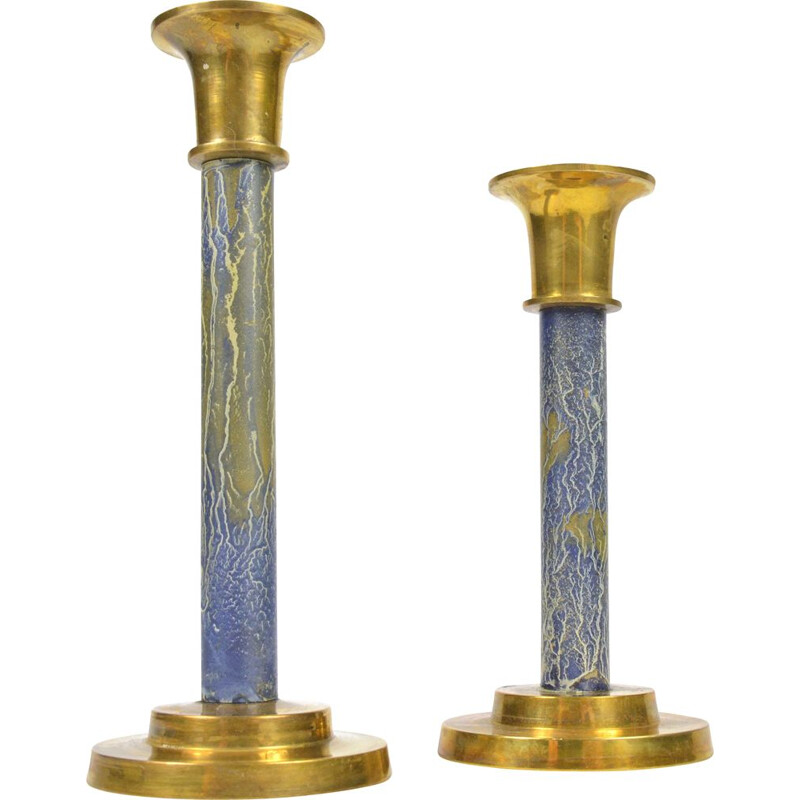 Pair of vintage brass candlesticks Weber Germany 1970s