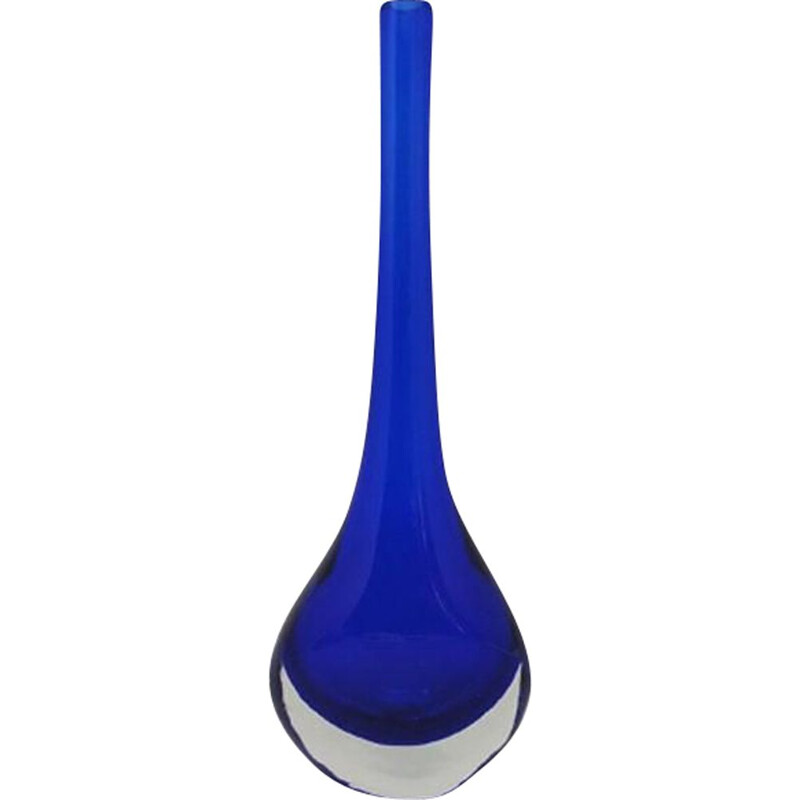 Vaso azul vintage de Flavio Poli para Seguso 1960
