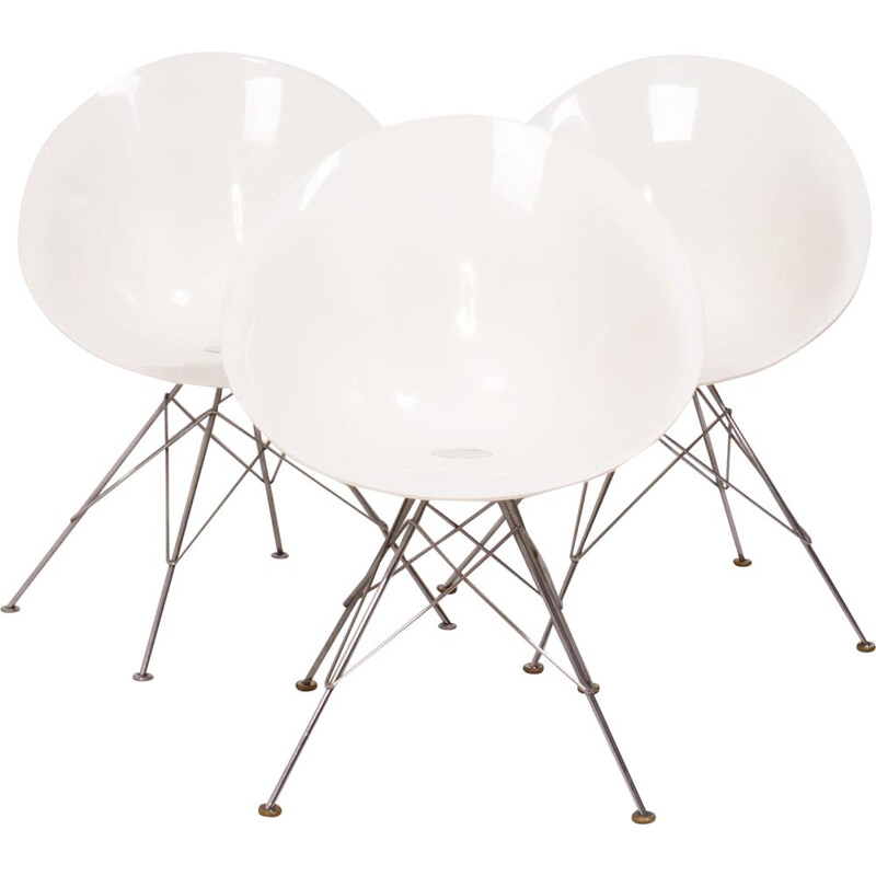 Sedia vintage con base in acciaio cromato di Philippe Starck per Kartell