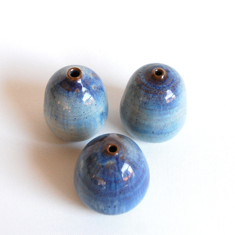 Trio of vintage blue ceramics Antonio Lampecco