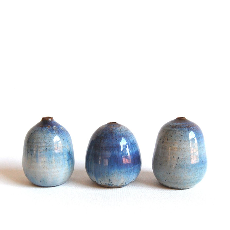 Trio of vintage blue ceramics Antonio Lampecco