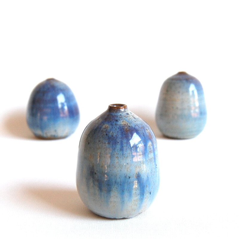 Trio of vintage blue ceramics Antonio Lampecco