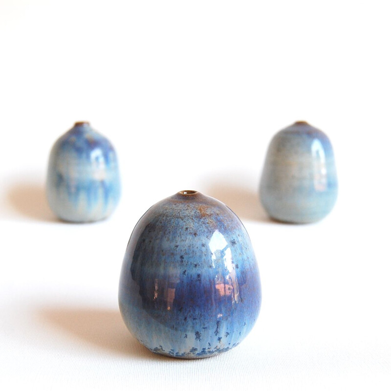 Trio of vintage blue ceramics Antonio Lampecco