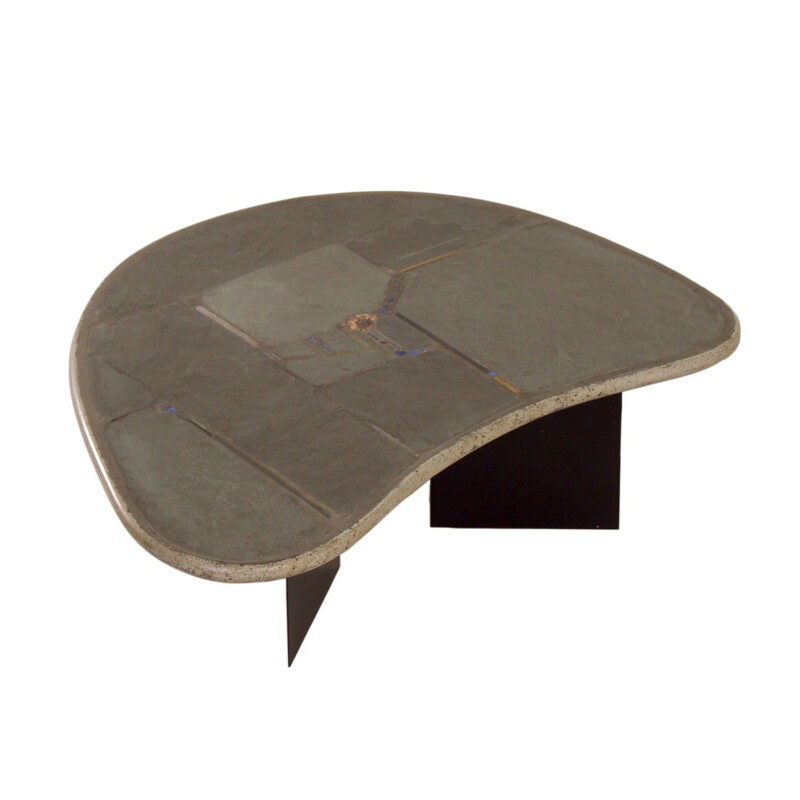 Vintage kidney-shaped natural stone coffee table by Paul Kingma, 1995